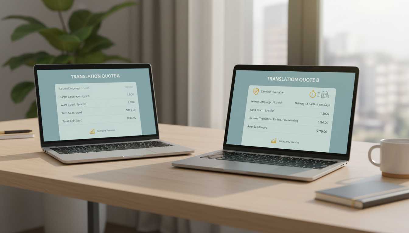 Comparing translation quotes on laptops
