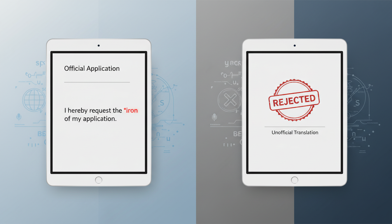 Contrast of polished text and rejection stamp.