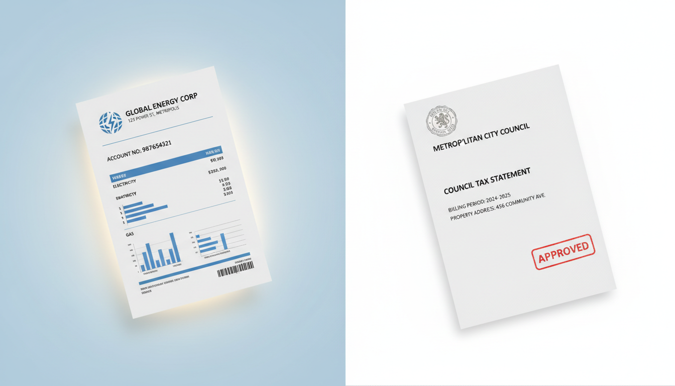 Utility bill and council letter comparison image