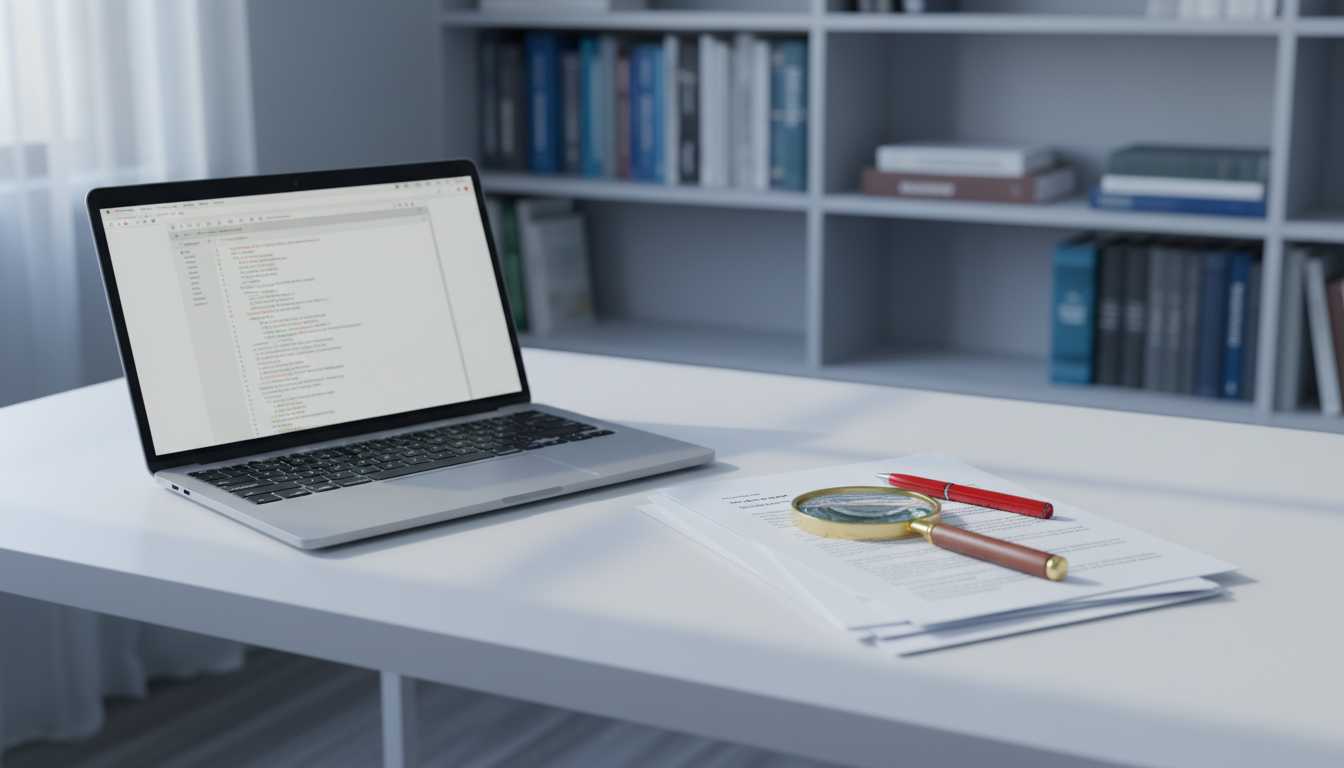 Workspace with translated documents and tools.