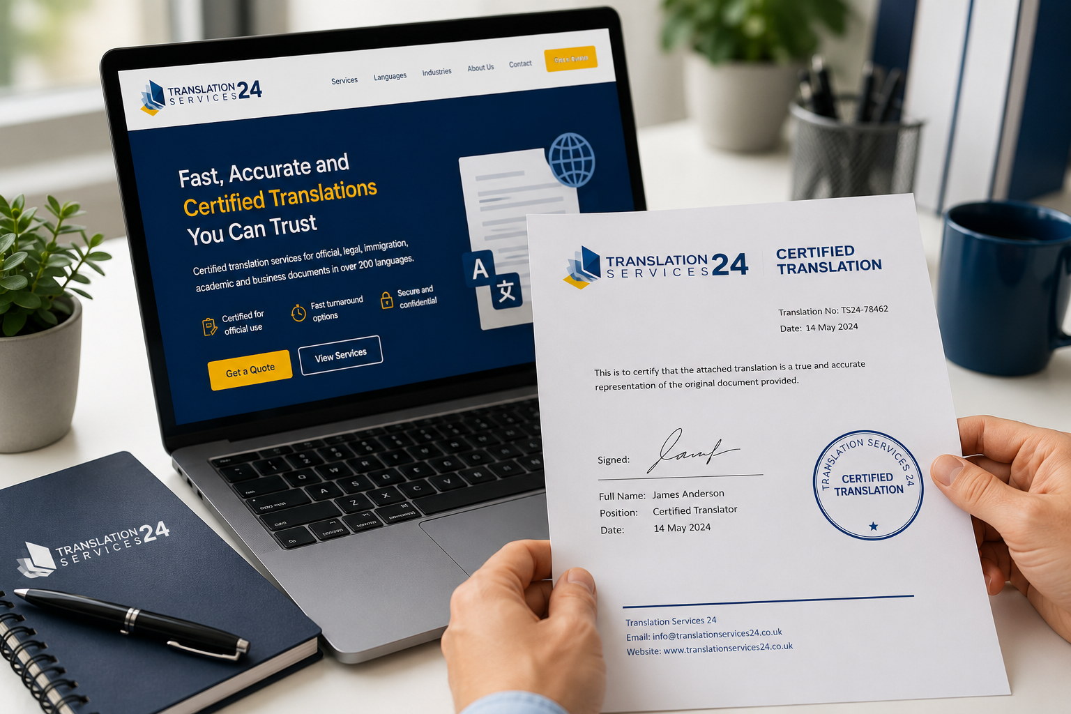 Document translation process from upload to completed delivery